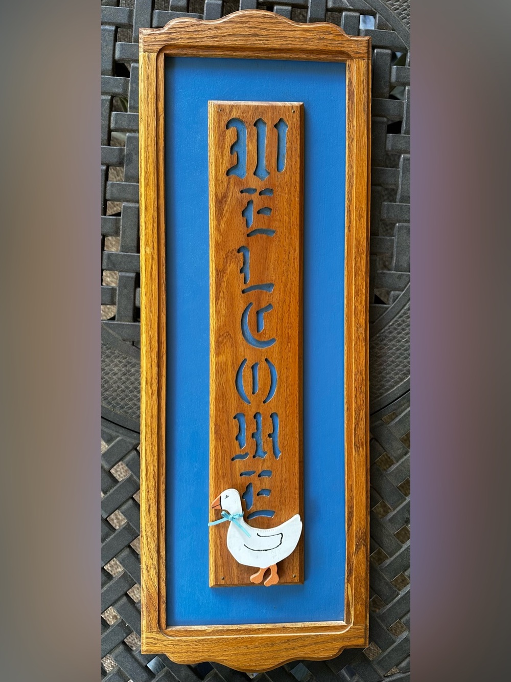 Vintage 90’s Goose Handmade Wood Welcome Sign Cottagecore Country